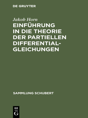 cover image of Einführung in die Theorie der partiellen Differentialgleichungen